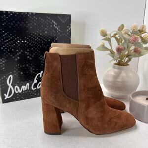 Sam Edelman Chiara Chunky Heel Suede Chelsea Boot Coconut Women's 9 M NWB